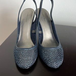 Glittery navy sling back heels